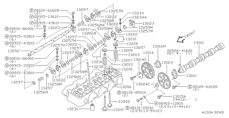Despiece del mecanismo de válvulas de la culata del motor Nissan BD30