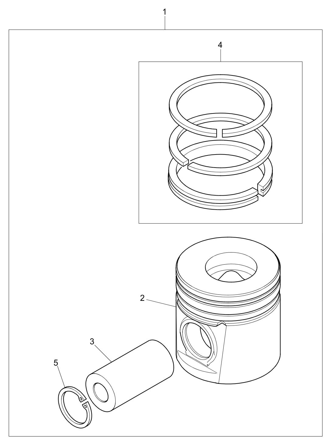 Despiece del kit de pistón del motor Perkins 1104D con pistón, perno, juego de anillos y seguro